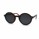 Round sunglasses with dark lenses on a white background