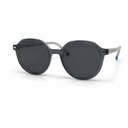 Round sunglasses with dark lenses on a white background