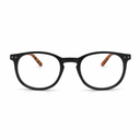 Black reading glasses on a white background