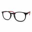 Blue and red eyeglasses on a white background