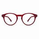 Red round glasses on a white background