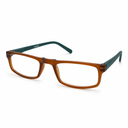 Brown and green eyeglasses on a white background