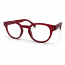 Red round eyeglasses on a white background