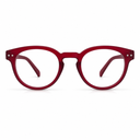 Red eyeglasses on a white background
