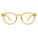Yellow round eyeglasses on a white background