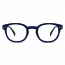 Blue round eyeglasses on a white background