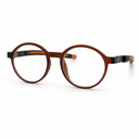 Round brown eyeglasses on a white background