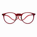 Red eyeglasses on a white background