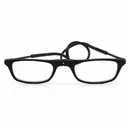 Black rectangular eyeglasses on a white background