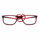 Red eyeglasses on a white background