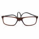 Brown rectangular eyeglasses on a white background