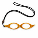 Glasses with a black cord on a white background