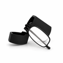 Black glasses with carrying case on a white background
