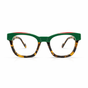 Green eyeglasses with tortoise eyeglasses