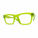 Green eyeglasses with yellow temples