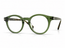 Green eyeglasses on a white background