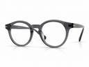 Round eyeglasses with a dark frame on a white background