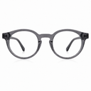 Round gray eyeglasses on a white background