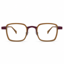 Brown and purple eyeglasses 