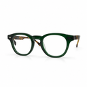 Green eyeglasses with tortoise accents