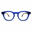 Blue eyeglasses with tortoise accents 