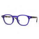 Purple eyeglasses with tortoise handles