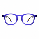 Purple eyeglasses with tortoise accents