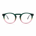 Round eyeglasses pink and green