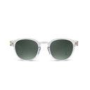 Sunglasses with transparent frame on a white background