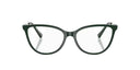 Green eyeglasses on a white background.