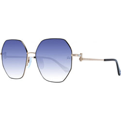 Ana hickman - Oversized geometric sunglasses - gold frames and blue lenses 