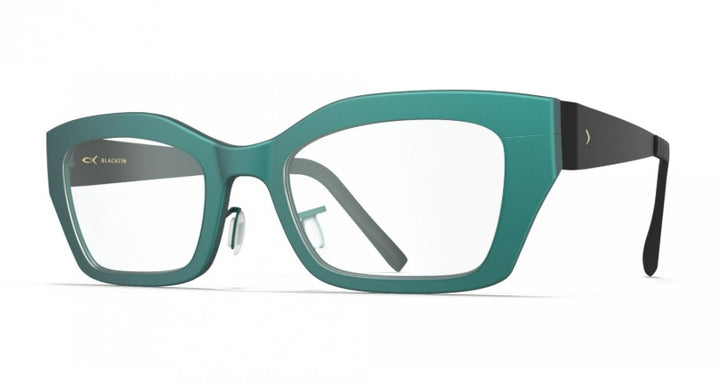 Blackfin Teal eyeglasses with black accents 