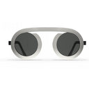 Sunglasses with chrome lenses and thin round frame 