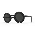 Black round Blackfin sunglasses on a white background