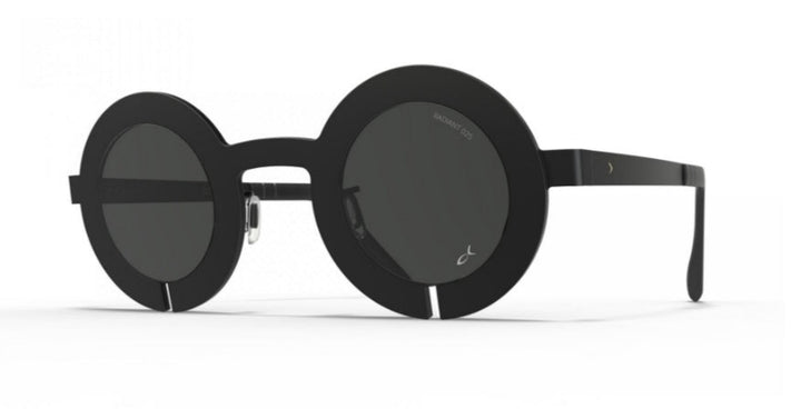 Black round Blackfin sunglasses on a white background