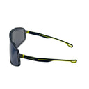 Sunglasses with black and yellow frame on a white background