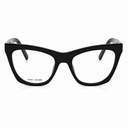 Black Marc Jacobs cat-eye eyeglasses with clear lenses, shown from the front on a white background.