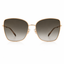 Oversized square sunglasses with a gold metal frame and gradient brown lenses, shown from the front on a white background.