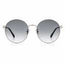 Round sunglasses with a thin silver metal frame and gradient gray lenses, shown against a plain white background.