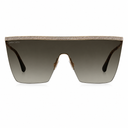 Jimmy Choo shield sunglasses with a textured metallic gold frame and gradient gray lenses, shown against a plain white background.