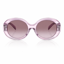 Oversized sunglasses with a translucent light pink frame and gradient-tinted lenses, shown on a clean white background with a soft reflection.