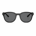 Black sunglasses with dark gray lenses and small silver eagle logo details on the temples, shown against a plain white background.