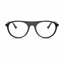 Matte black full-rim eyeglass frames with clear lenses, shown from a front-facing perspective on a clean white background.