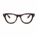 Ray-Ban cat-eye glasses in a classic tortoiseshell acetate frame, featuring a dark brown and amber pattern with silver metal rivets on the temples, shown against a plain white background.