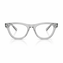 Grey acetate cat-eye eyeglasses frames with rhinestone accents on the temples, shown against a white background with a soft reflection.