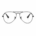 Black metal aviator-style eyeglasses with clear lenses, shown from the front on a white background.