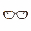 A pair of square framed eyeglasses with a dark brown and amber tortoiseshell pattern, shown against a plain white background.
