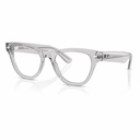Grey cat-eye glasses on a white background. 