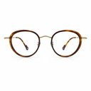 Round tortoise eyeglasses on a white background