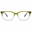 Green and transparent eyeglasses on a white background